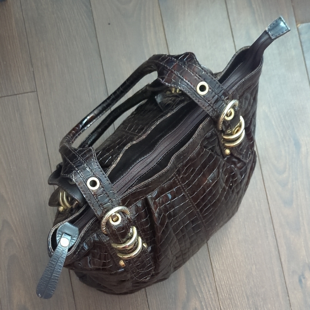 Stuart Weitzman Embossed Patent Leather Shoulder Bag - Picture 4 of 12